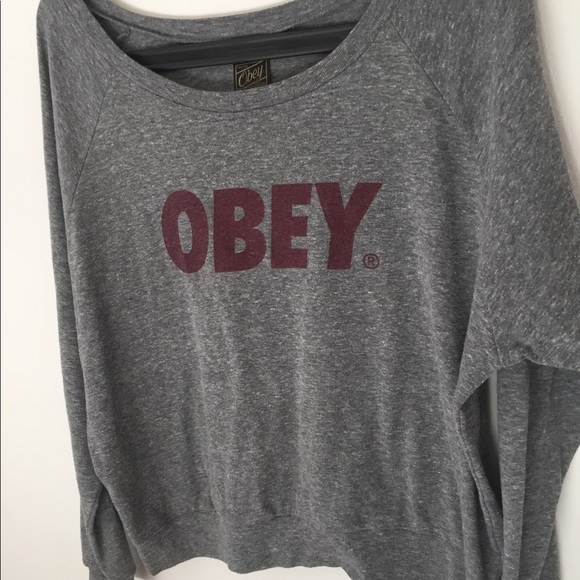 Obey Font Grey Raglan long sleeve - Picture 2 of 4